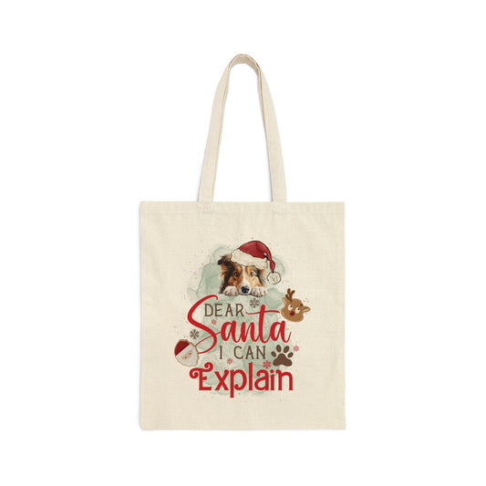 Cotton Canvas Tote Bag, Dog Paws Bag, Dear Santa Bag, Dear Santa Tote, Christmas Bag, Dog Christmas Tote Bag