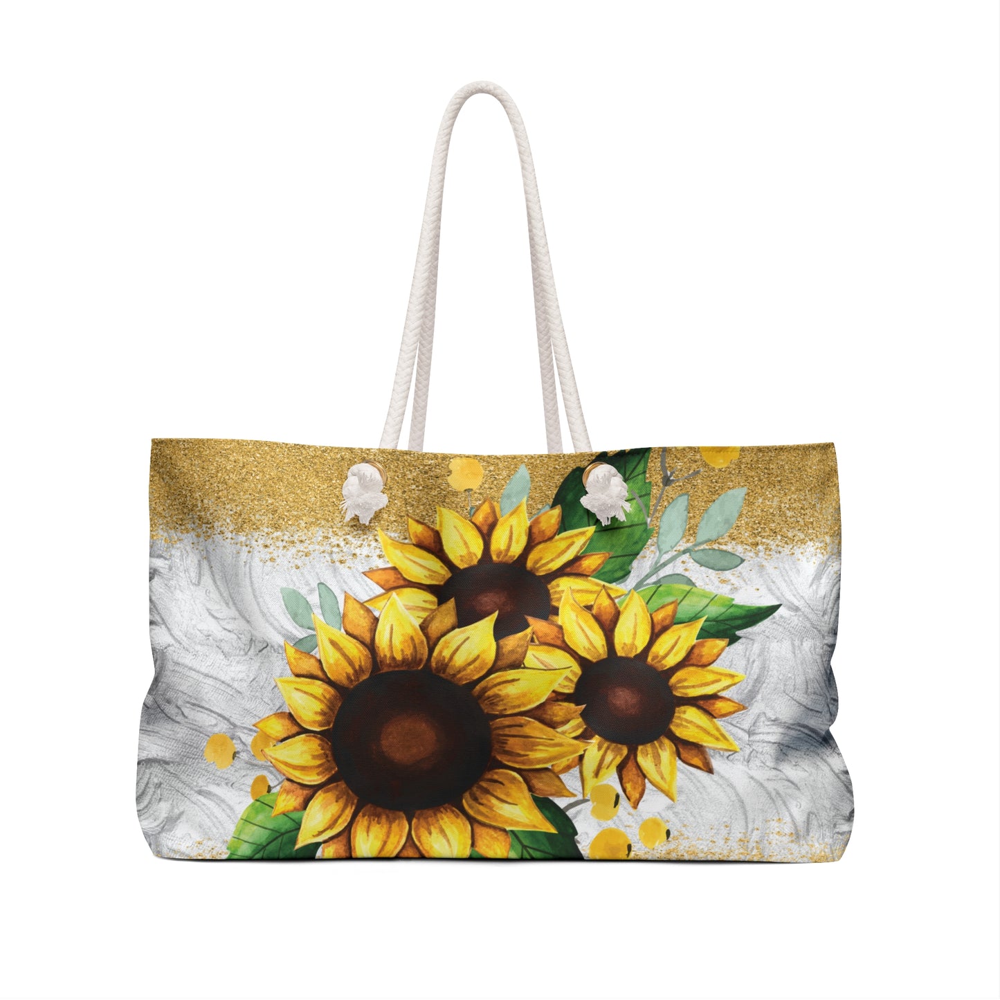 Personalised/Non-Personalised Weekender Bag, Sunflower, Large Weekender Bag, Beach Bag, Book Bag