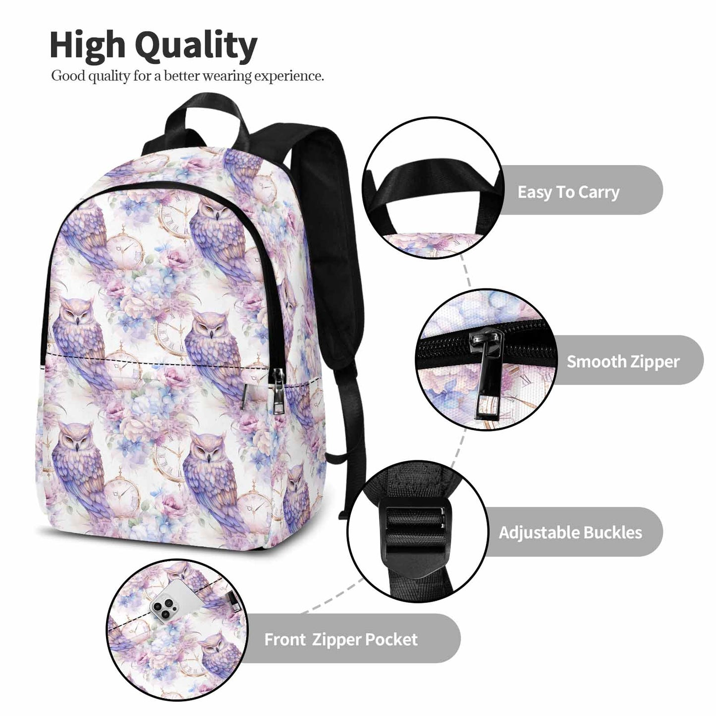 Pastel Owls Adult Casual Backpack