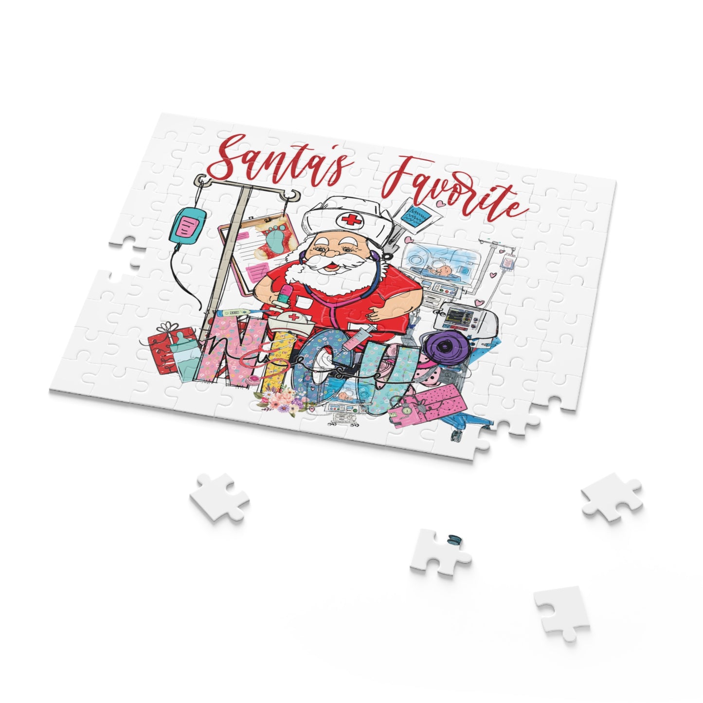 Personalised/Non-Personalised Puzzle, Santa's Favorite NICU Nurse (120, 252, 500-Piece)