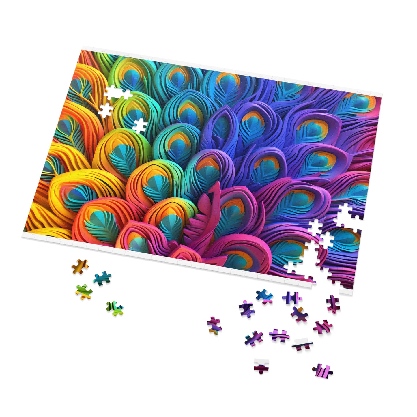 Puzzle, Peacock Feathers, Personalised/Non-Personalised (30, 110, 252, 500,1000-Piece) awd-574