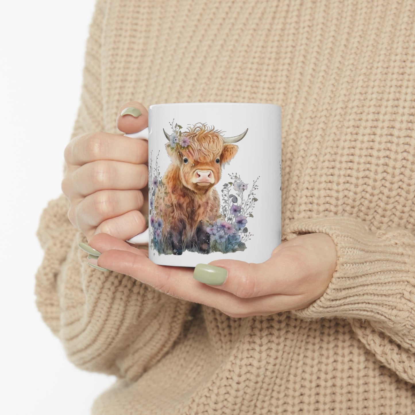 Personalised/Non Personalised Highland Cow, Ceramic Mug 11oz, Highland Cow Mug