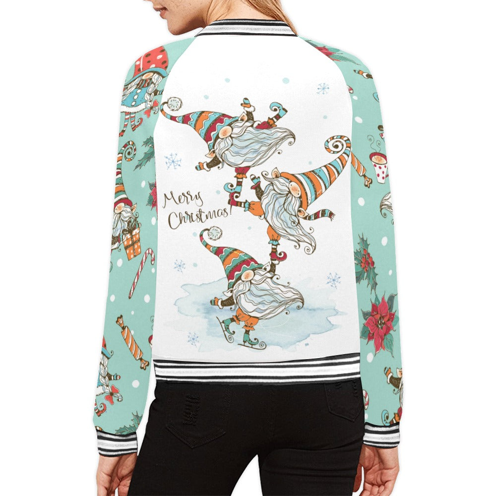 Whimsical Christmas Bomber Jacket for Women