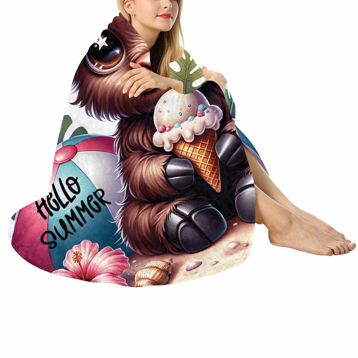 Highland Cow Awd35111  Circular Micro Fleece Blanket 60"