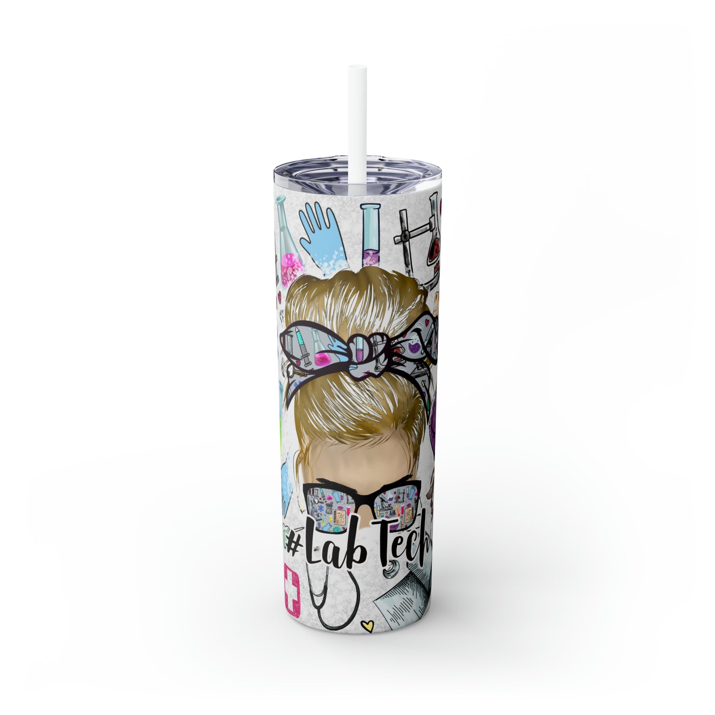 Skinny Tumbler with Straw, 20oz, Lab Tech