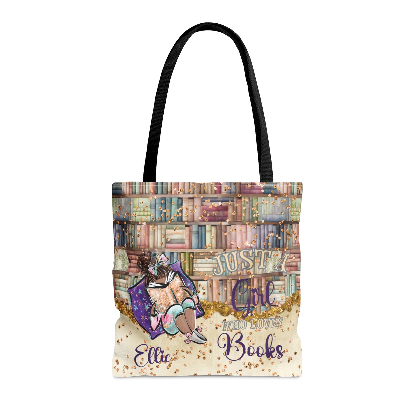 Personalised Tote Bag, Just A Girl Who Loves Books, Dark Skin, Tote bag