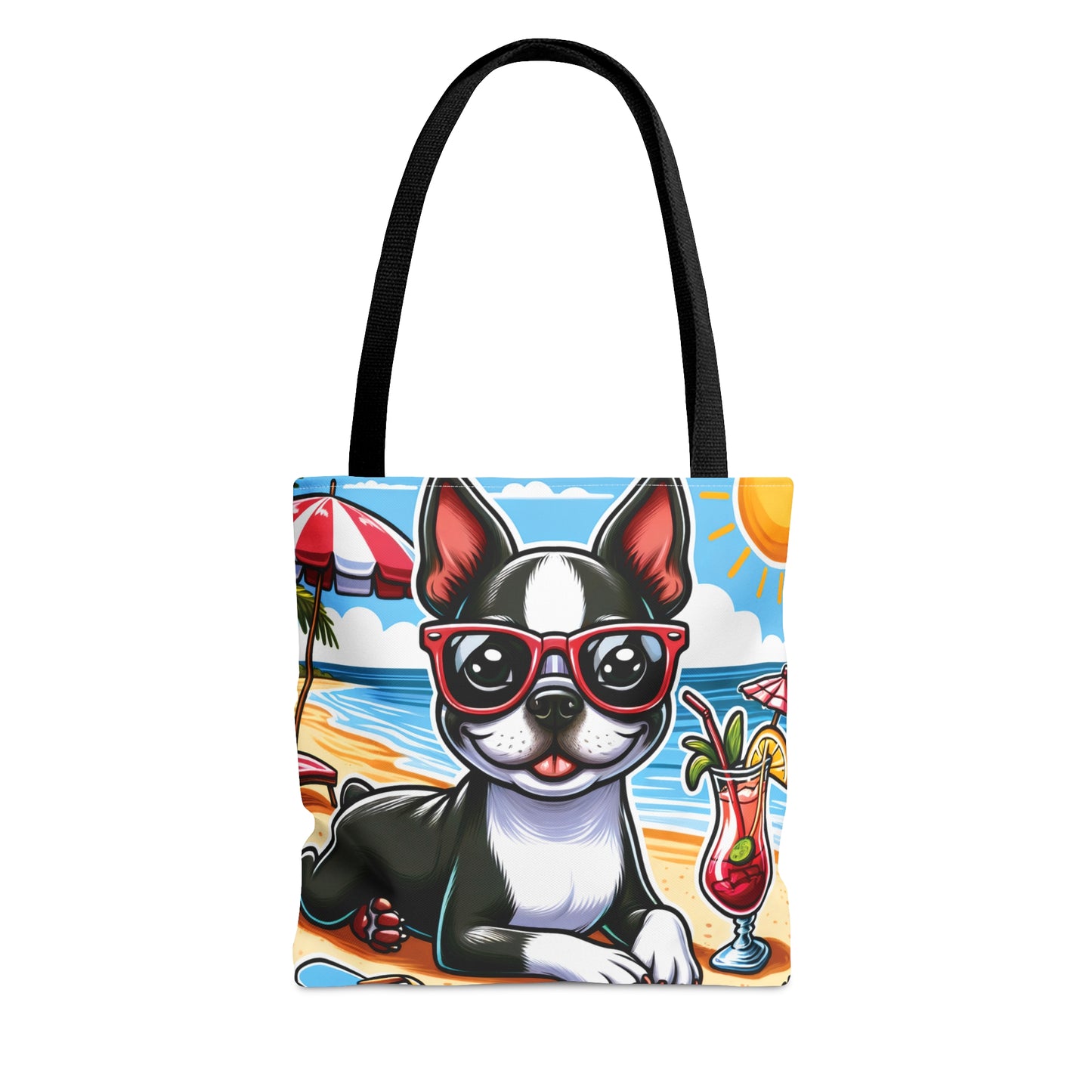 Tote Bag, Dog on Beach, Boston Terrier, Tote bag, awd-1103