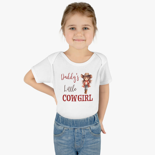 Infant Baby Rib Bodysuit, Daddy's Little Cowgirl baby Bodysuit