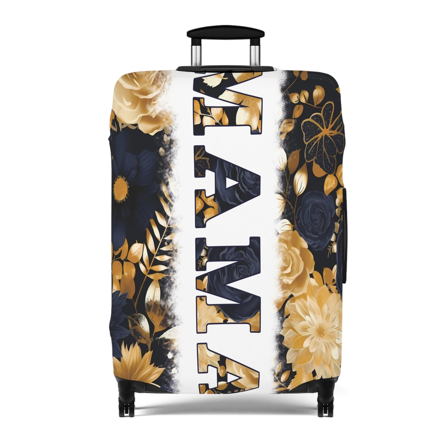 Luggage Cover, Black and Gold Floral, Mama, awd-3111