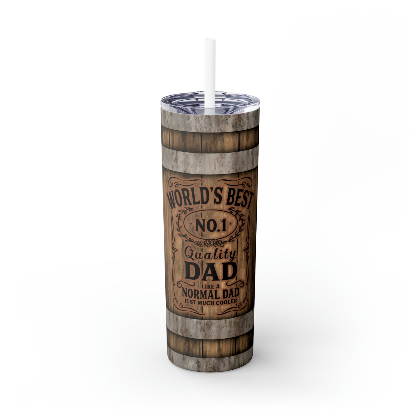 Skinny Tumbler with Straw, 20oz, Dad Quote