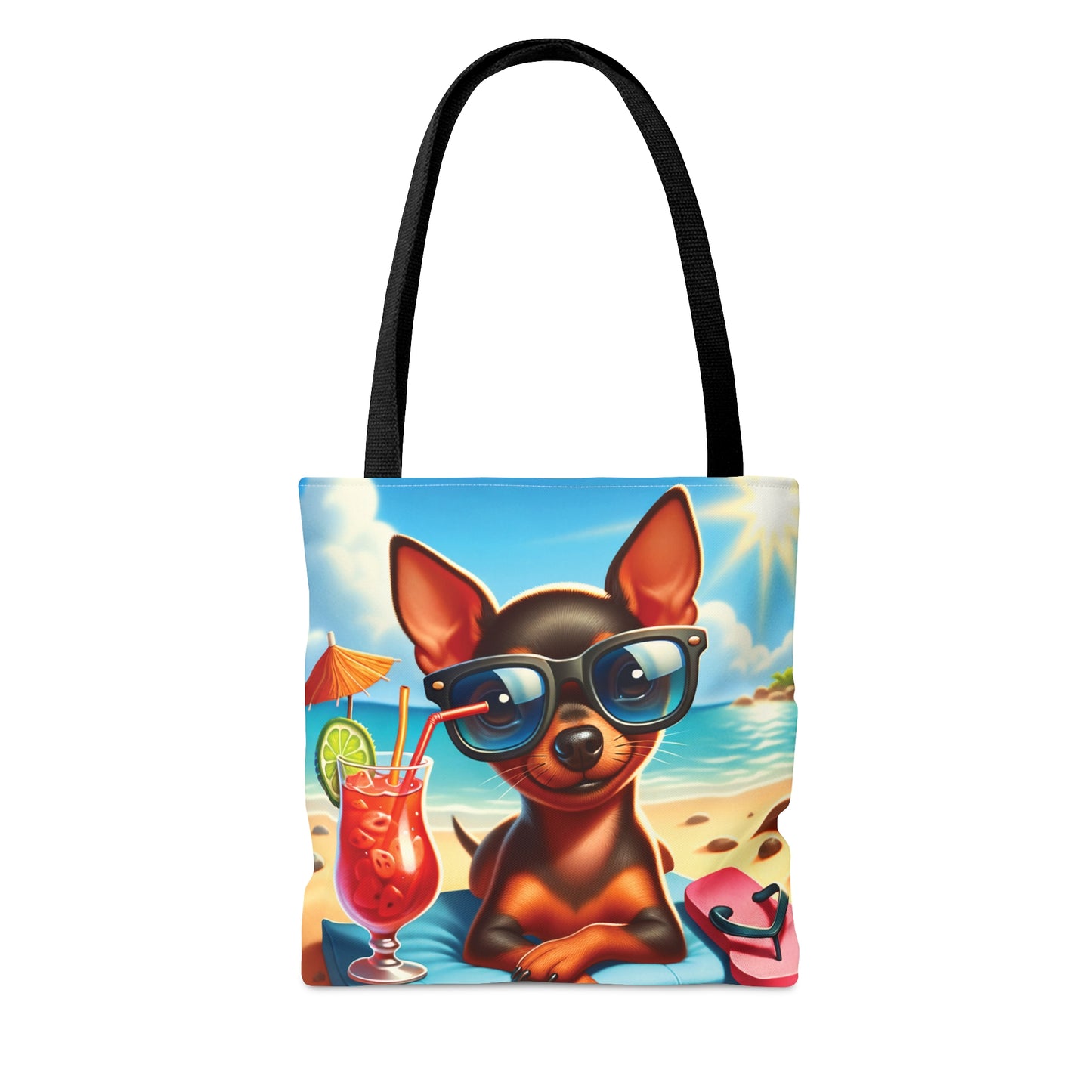 Tote Bag, Dog on Beach, Miniature Pincher, Tote bag, awd-1225