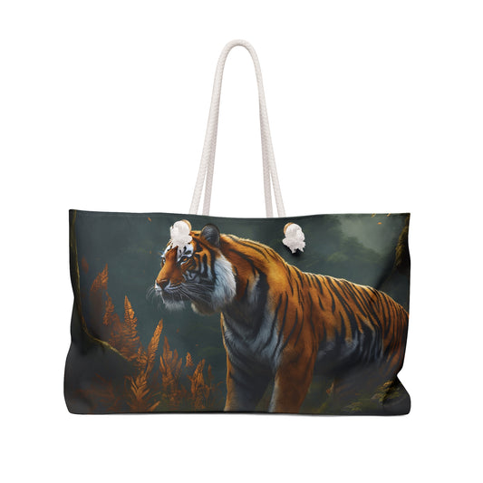 Personalised/Non-Personalised Weekender Bag, Tiger, Large Weekender Bag, Beach Bag, Book Bag