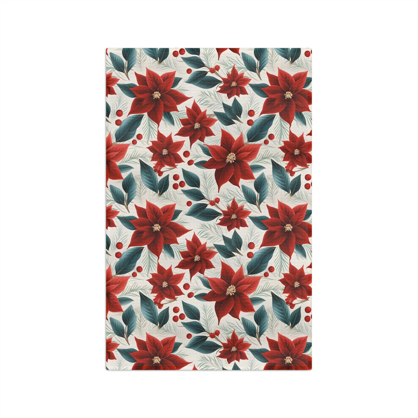 Microfiber Tea Towel, Red Poinsettia