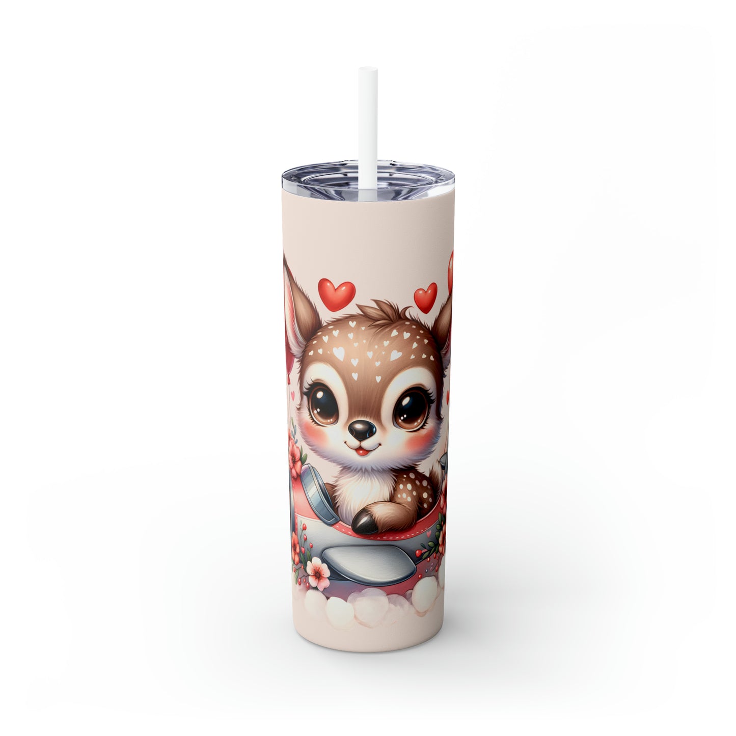 Skinny Tumbler with Straw, 20oz Deer flying Plane