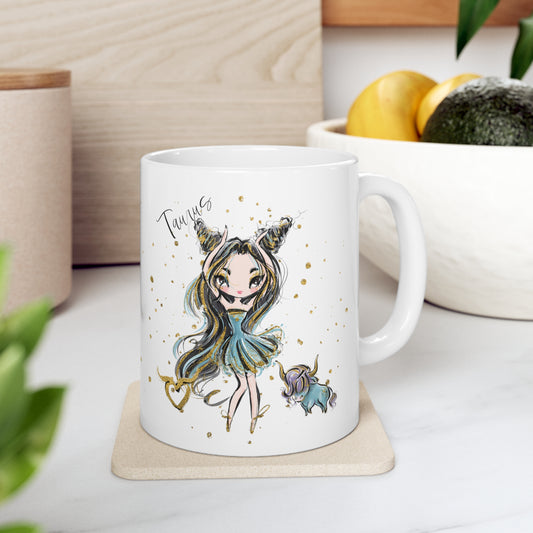 Personalised/Non Personalised Zodiac Sign, Taurus, Ceramic Mug 11oz