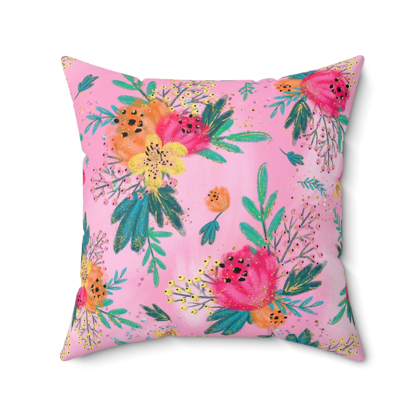 Spun Polyester Square Pillow, Australian Floral Cushion