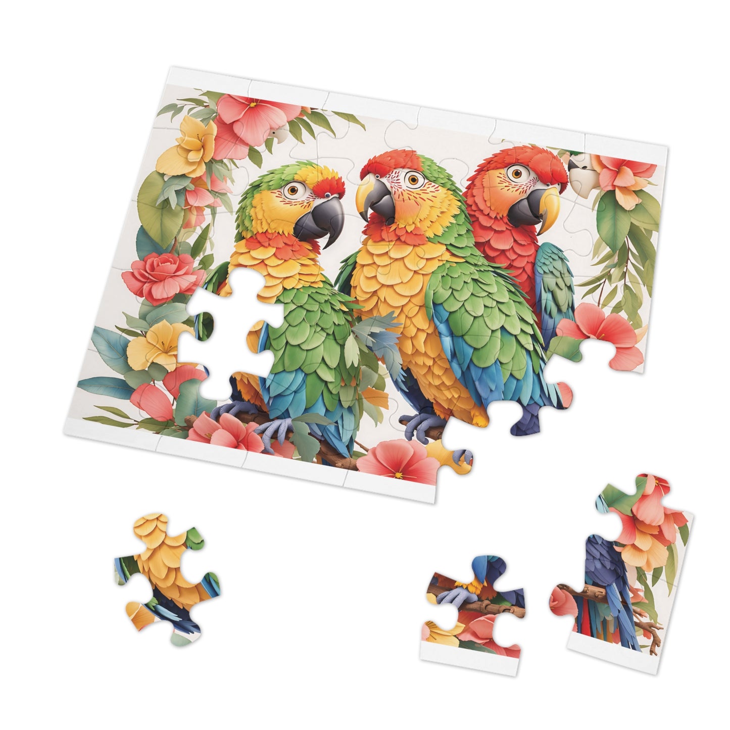 Jigsaw Puzzle, Parrots, Personalised/Non-Personalised (30, 110, 252, 500,1000-Piece)