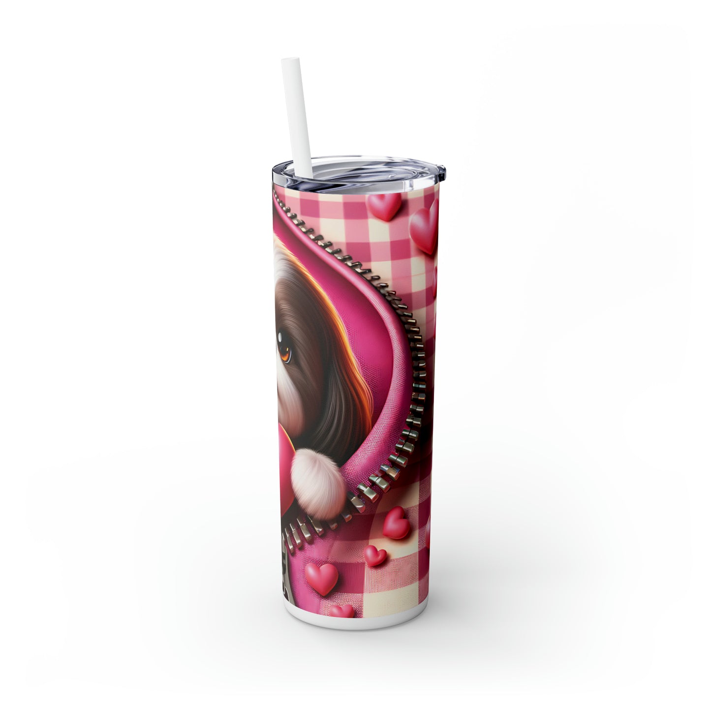 Skinny Tumbler with Straw, 20oz, Dog, Valentines Day, awd-1151