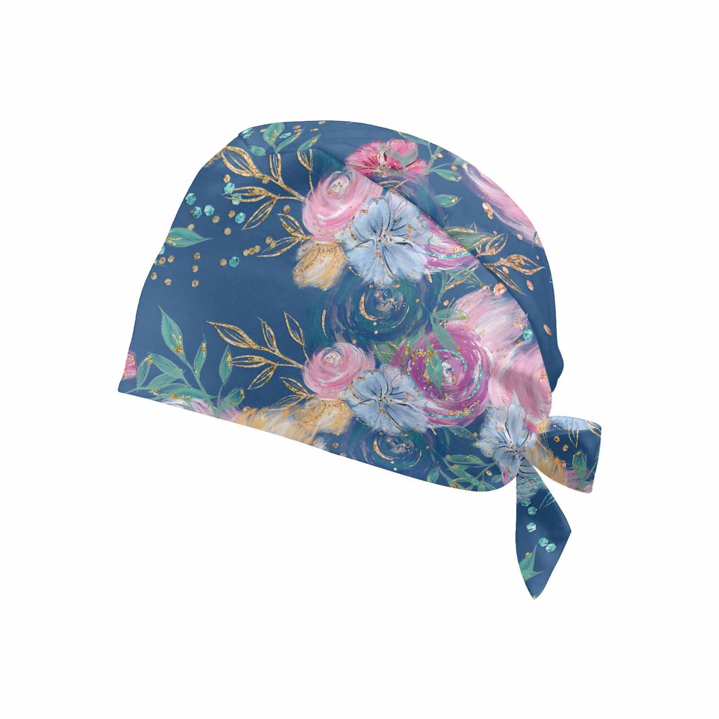 Nurse Scrub Cap Blue Roses Floral  Scrub Cap