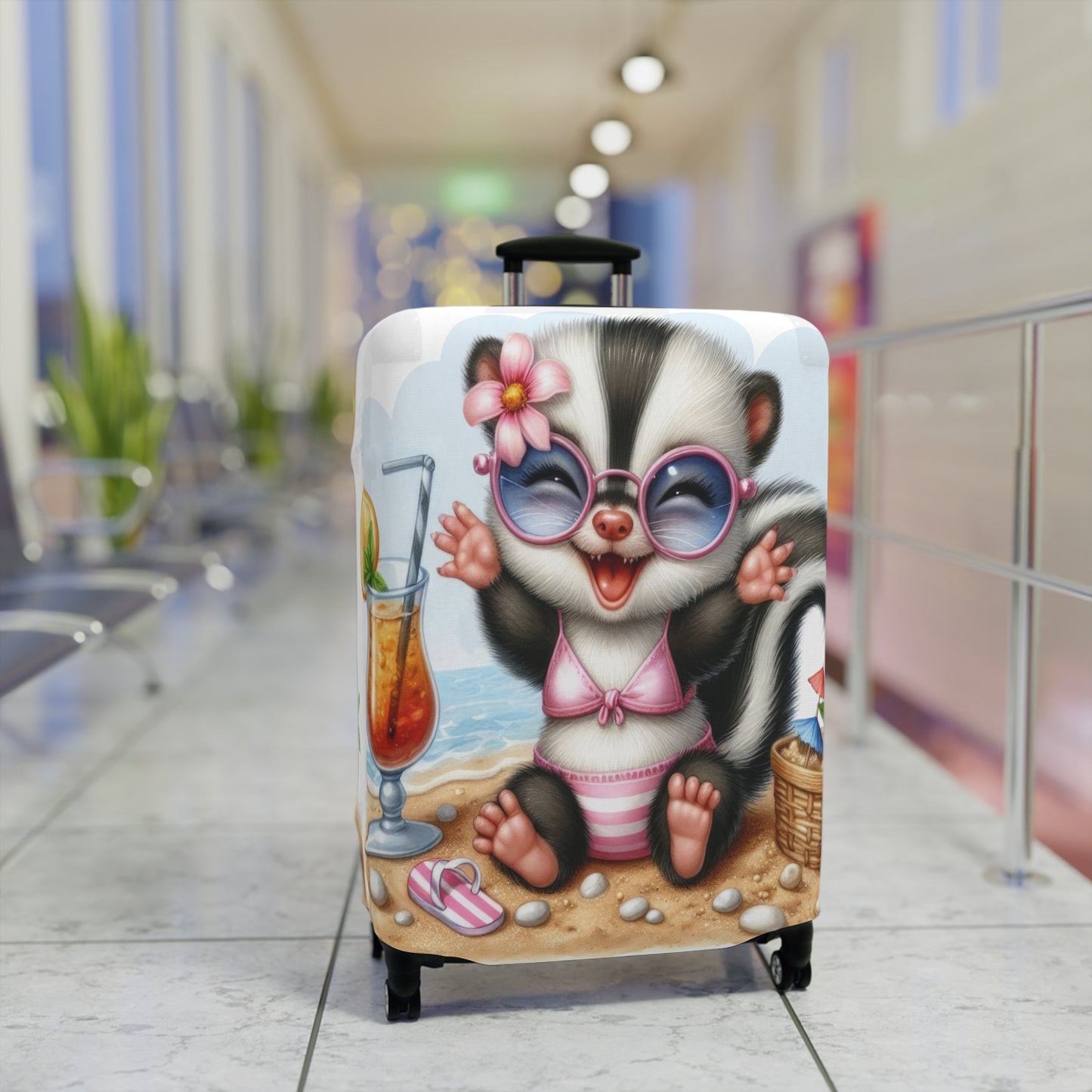 Luggage Cover, Skunk at the Beach, awd-1411