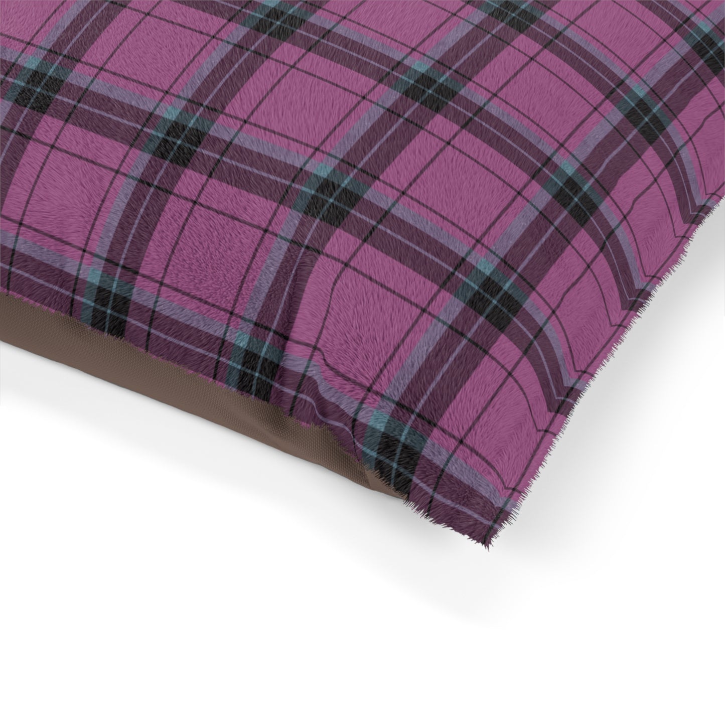 Luxury Pet Bed, feather soft fleece, Scottish Tartan, Pink & Black