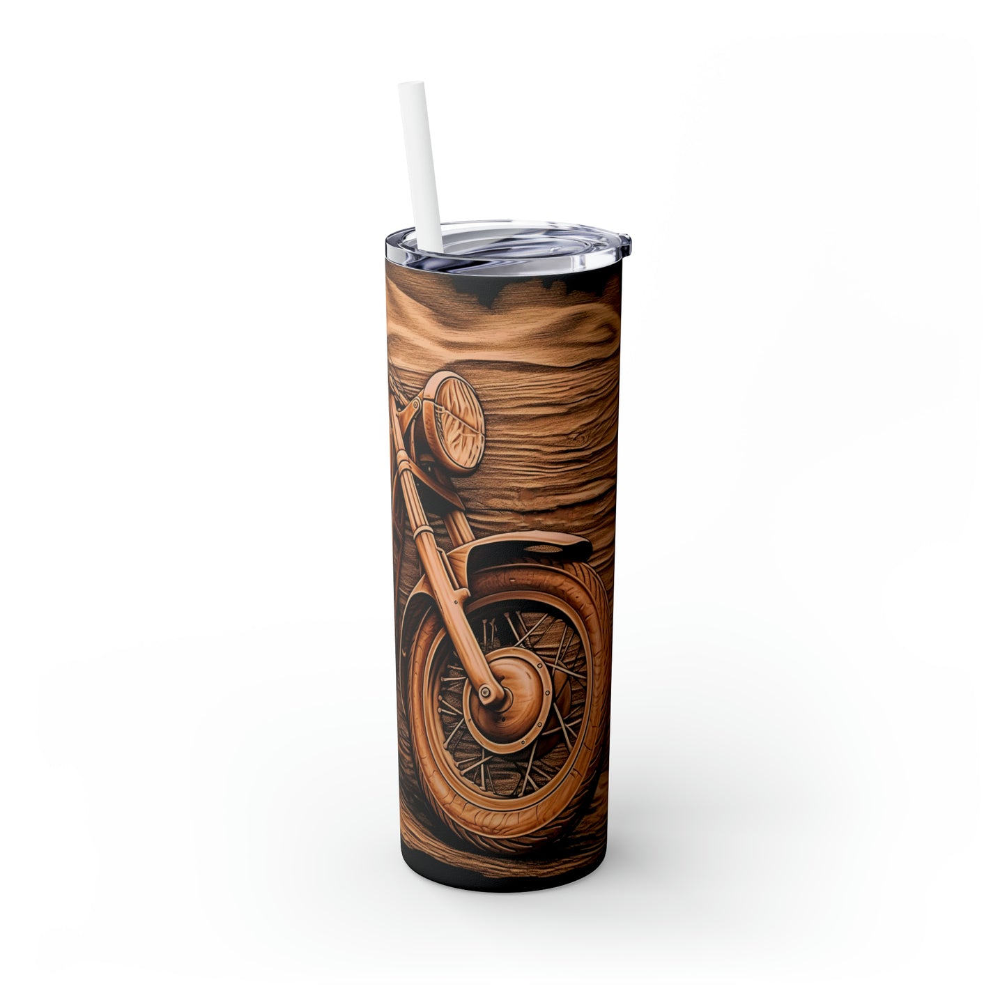 Skinny Tumbler with Straw, 20oz, Etched Motorbike, awd-334