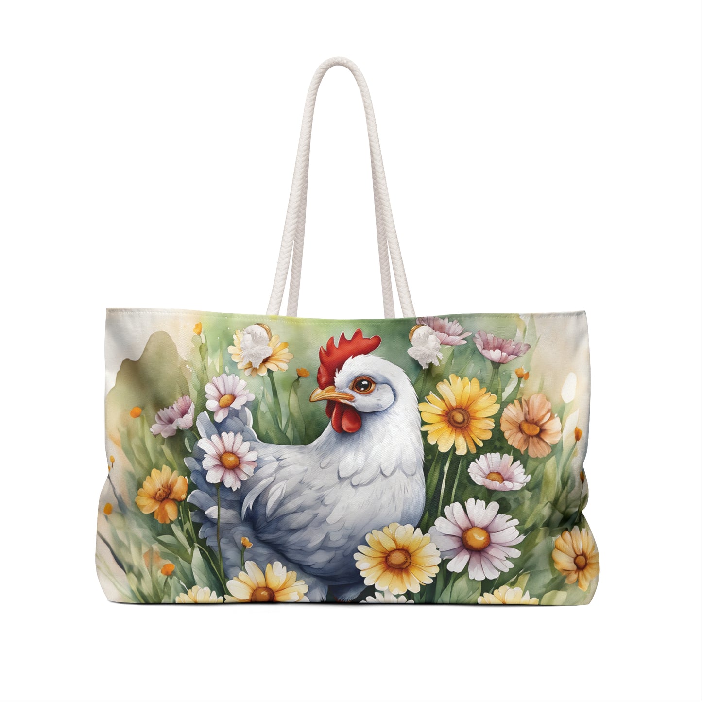 Personalised Weekender Bag, Chicken, Large Weekender Bag, Beach Bag, Book Bag