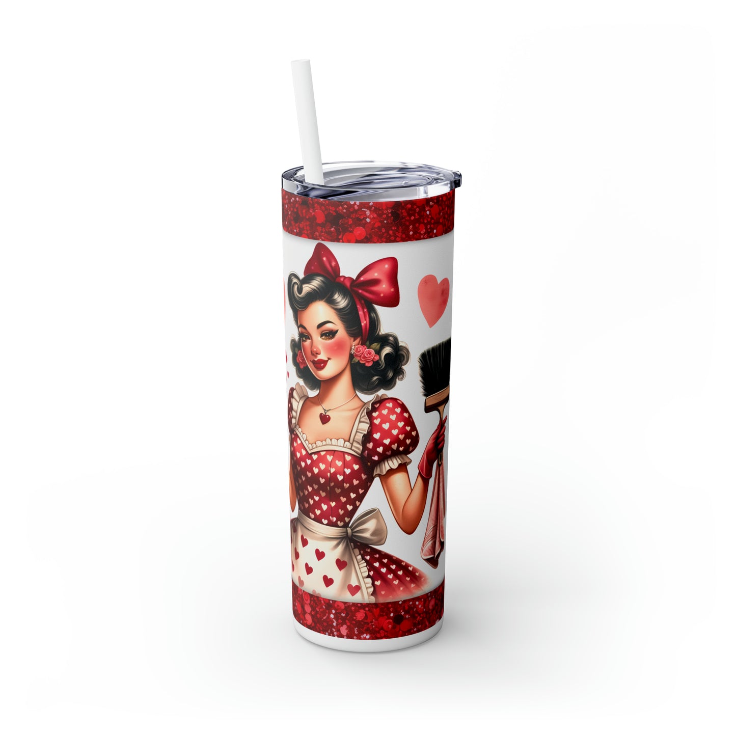 Skinny Tumbler with Straw, 20oz, Retro, Currently Avoiding Housework