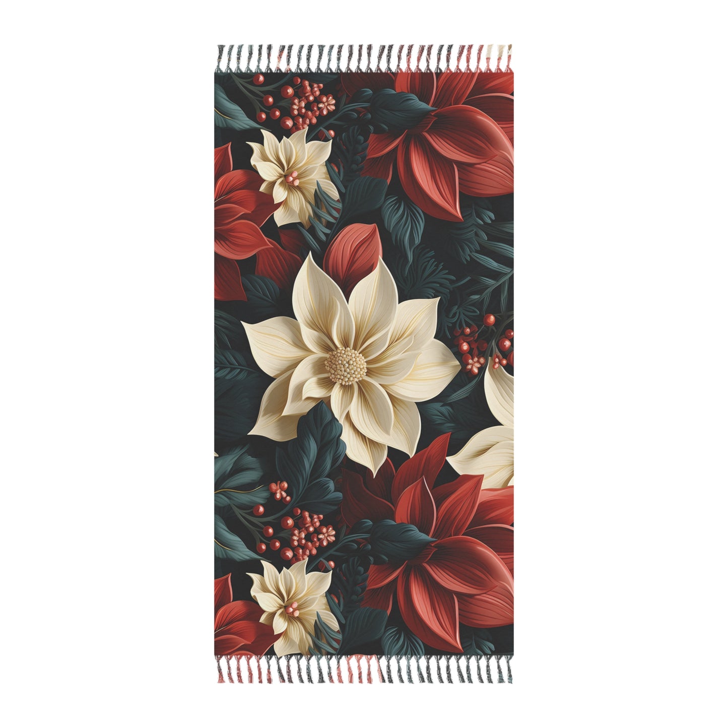 Boho Beach Towel, Poinsettia