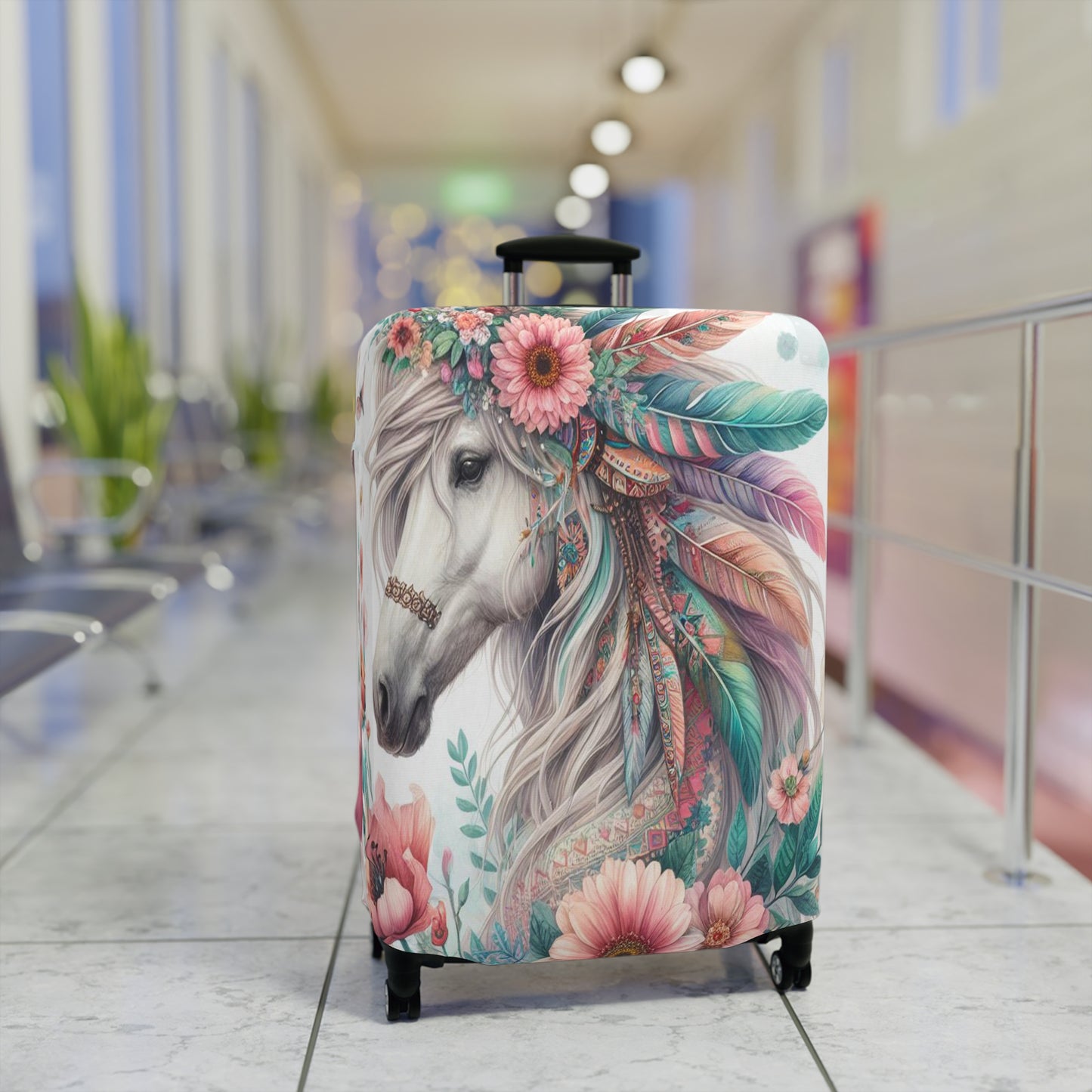 Luggage Cover, Country and Western, Boho Floral Horse, awd-1734