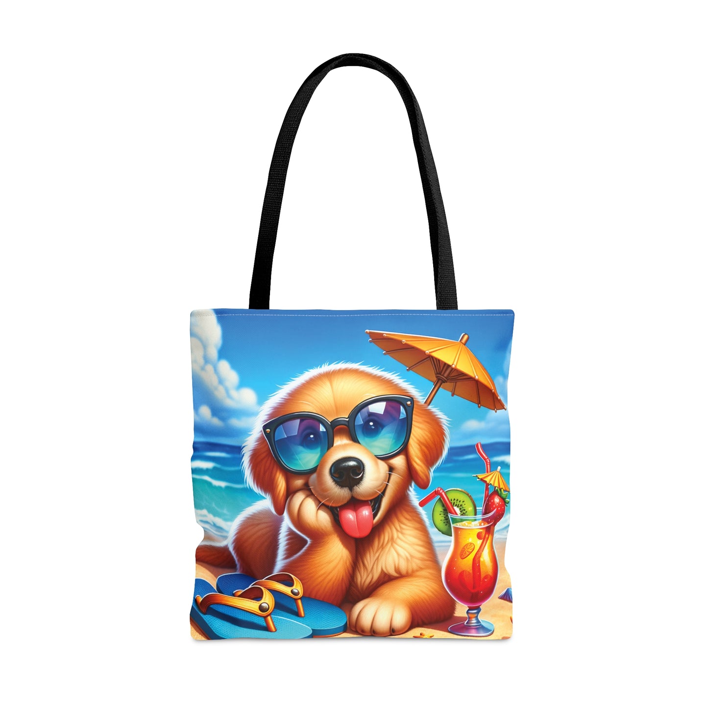 Tote Bag, Dog on Beach, Golden Retriever, Tote bag, awd-1213