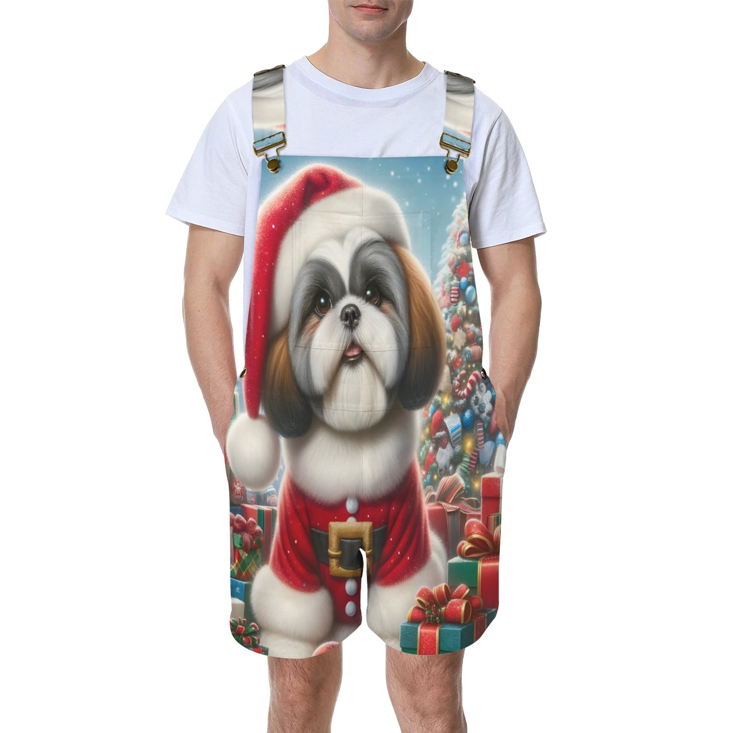 Christmas Puppy awd02 Unisex Shorts Suspender Jumpsuit