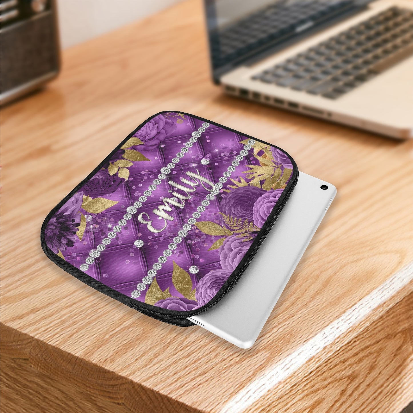 Tablet Sleeve - Purple Floral - Personalised