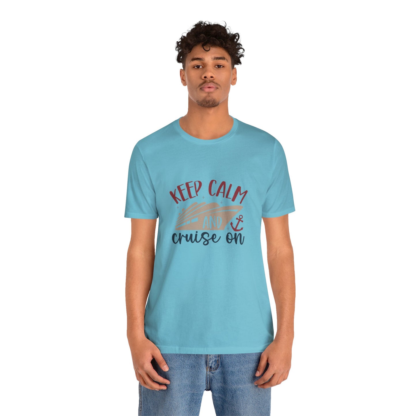 Unisex Adults Jersey Short Sleeve Tee, Cruise Tee, Keep Calm and Cruise On, 100% Cotton, Light Fabric 142 g/m²