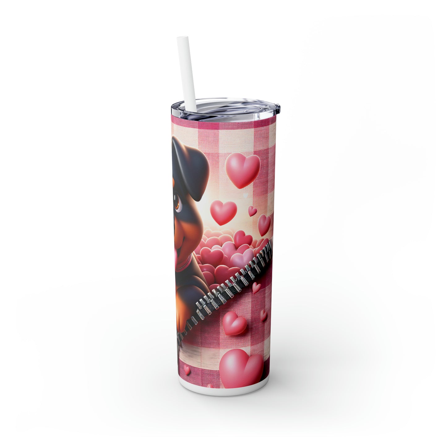 Skinny Tumbler with Straw, 20oz, Dog, Valentines Day, awd-1129