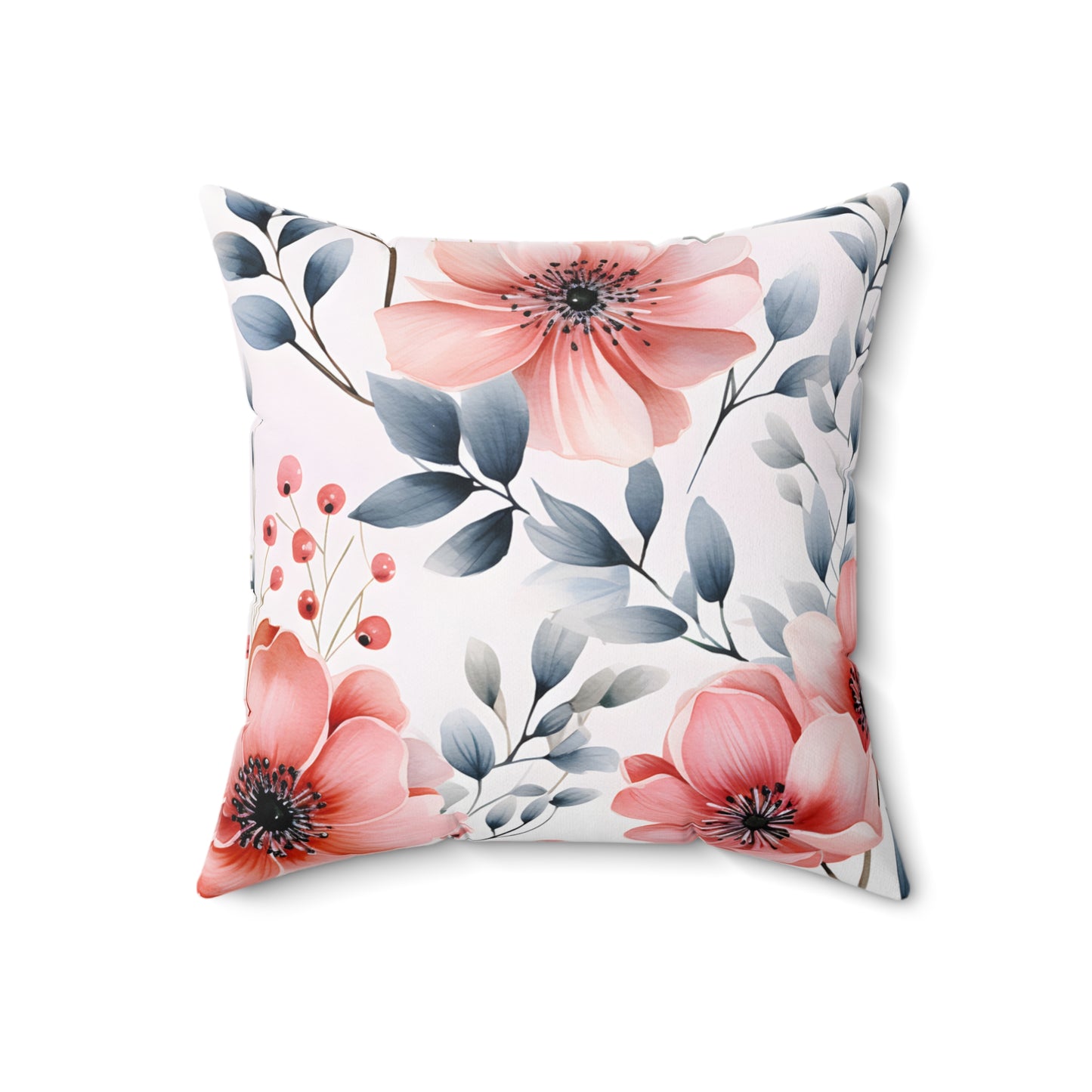 Spun Polyester Square Pillow, Floral Cushion