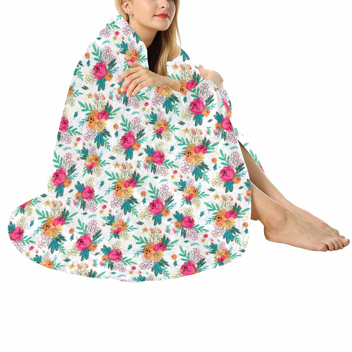 Australian Floral  Circular Micro Fleece Blanket 60"