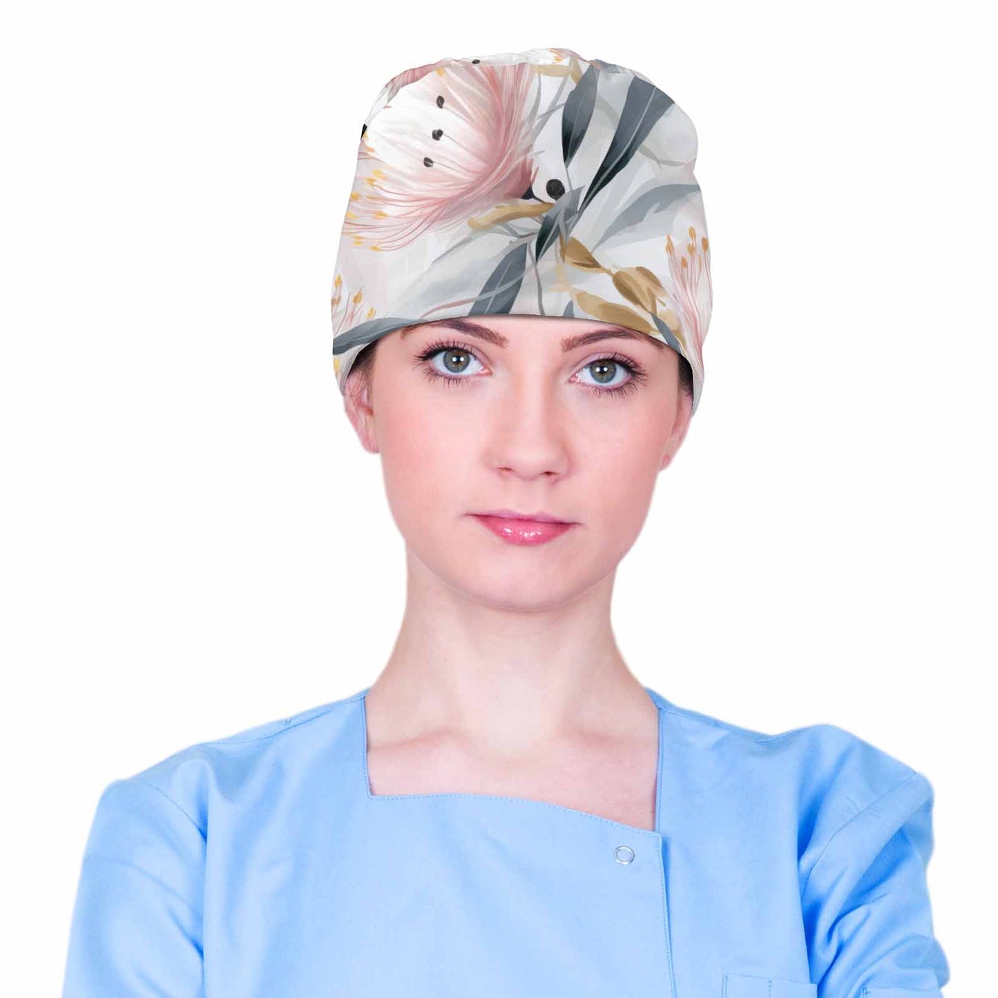 Nurse Scrub Cap Australian Floral 12  Scrub Cap