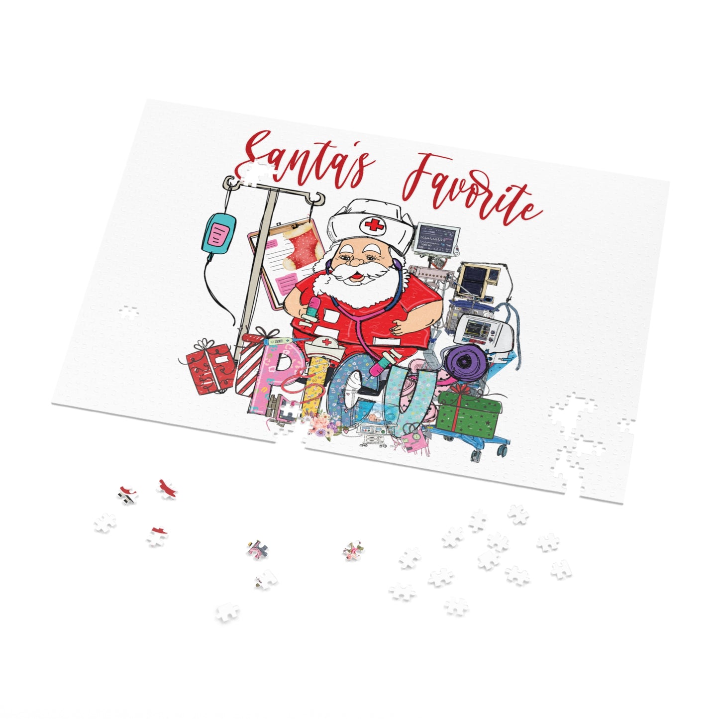 Jigsaw Puzzle, Santa's Favorite PICU Nurse, Personalised/Non-Personalised (30, 110, 252, 500,1000-Piece)