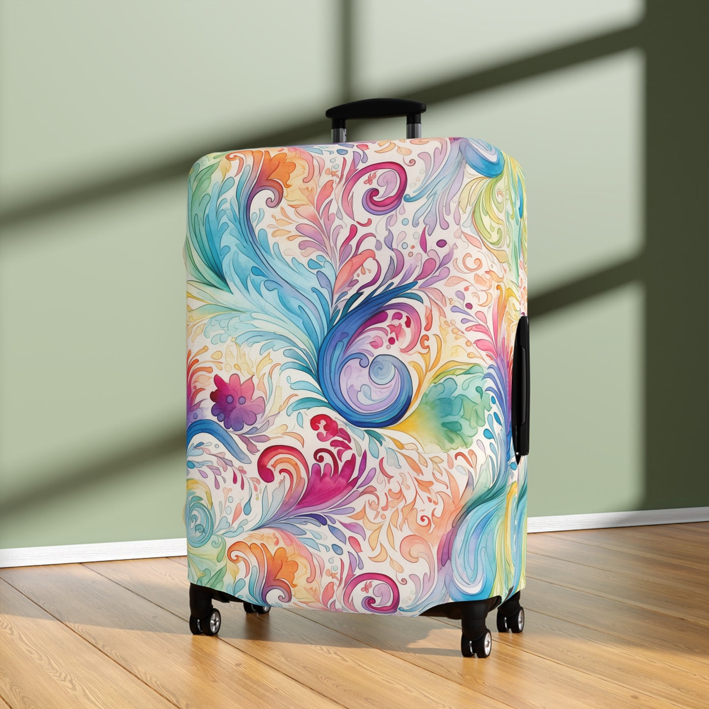 Luggage Cover, Rainbow Pastel Paisley