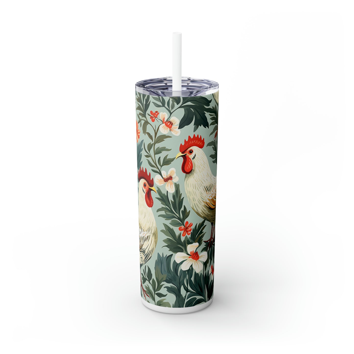 Skinny Tumbler with Straw, 20oz, Rooster