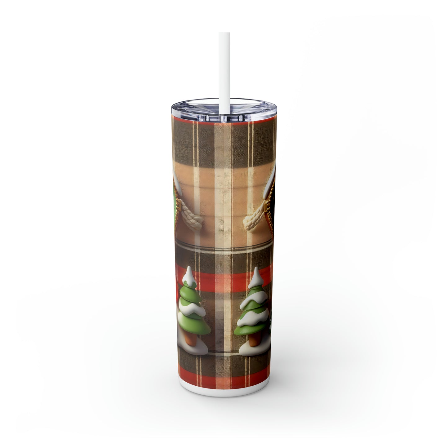 Skinny Tumbler with Straw, 20oz, Gingerbread Man, awd-848