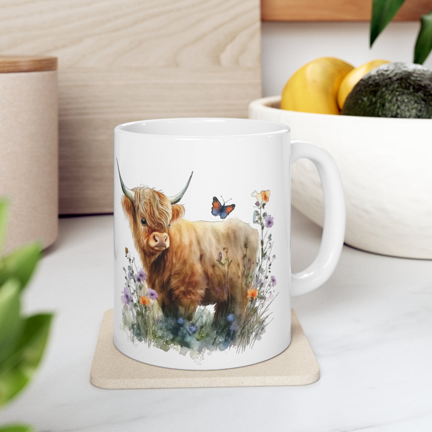 Personalised/Non Personalised Highland Cow, Ceramic Mug 11oz, Highland Cow Mug