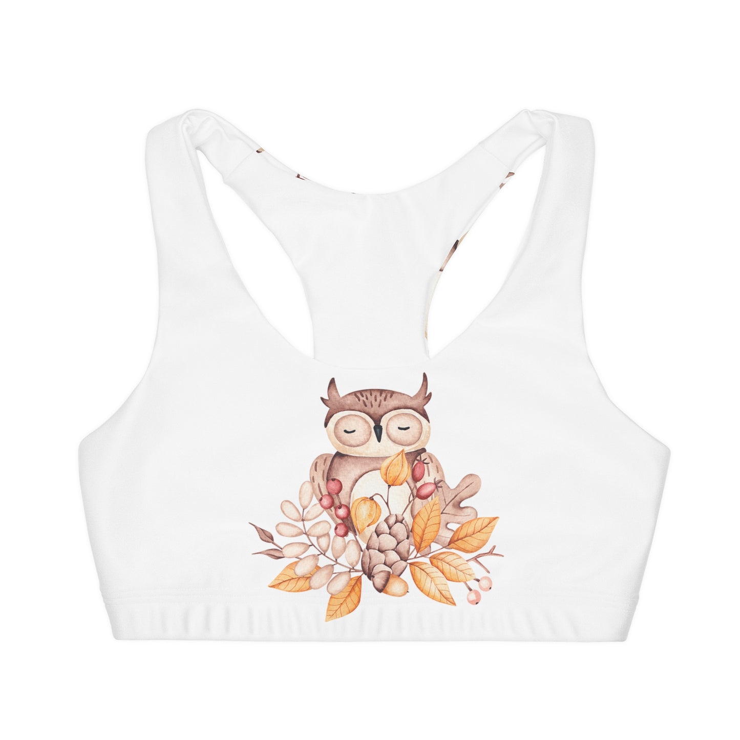 Girls' Double Lined Seamless Sports Bra, Owl Design