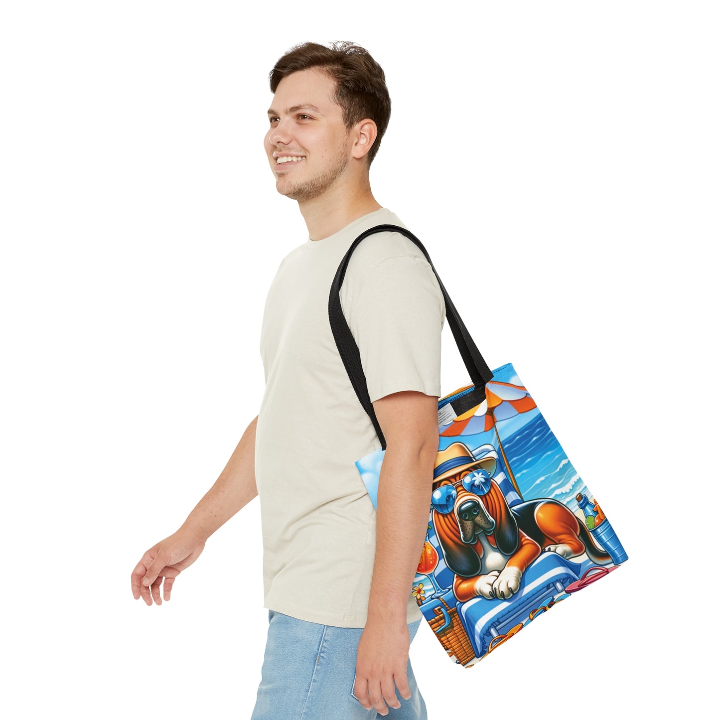 Tote Bag, Dog on Beach, Bloodhound, Tote bag, awd-1106