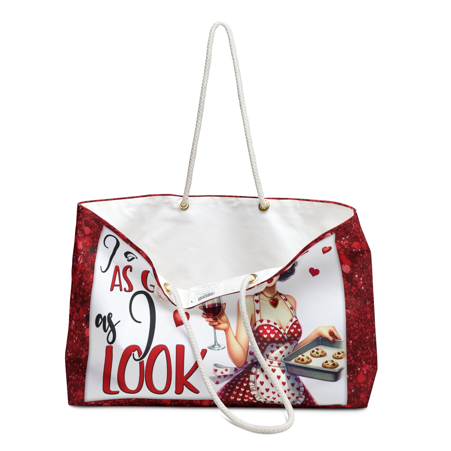 Personalised/Non-Personalised Weekender Bag, I Bake as Good as I Look, Large Weekender Bag, Beach Bag, Book Bag