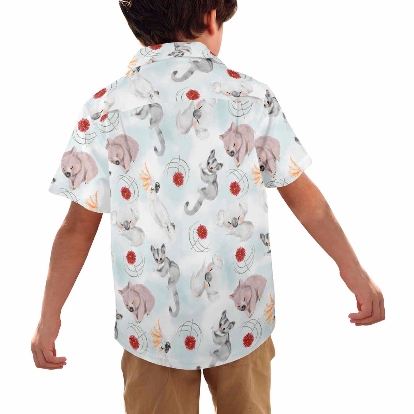 Australian Animals Koala, Sugar Glider, Wombat  Little Boys&#039; Hawaiian Shirt (Model T58)