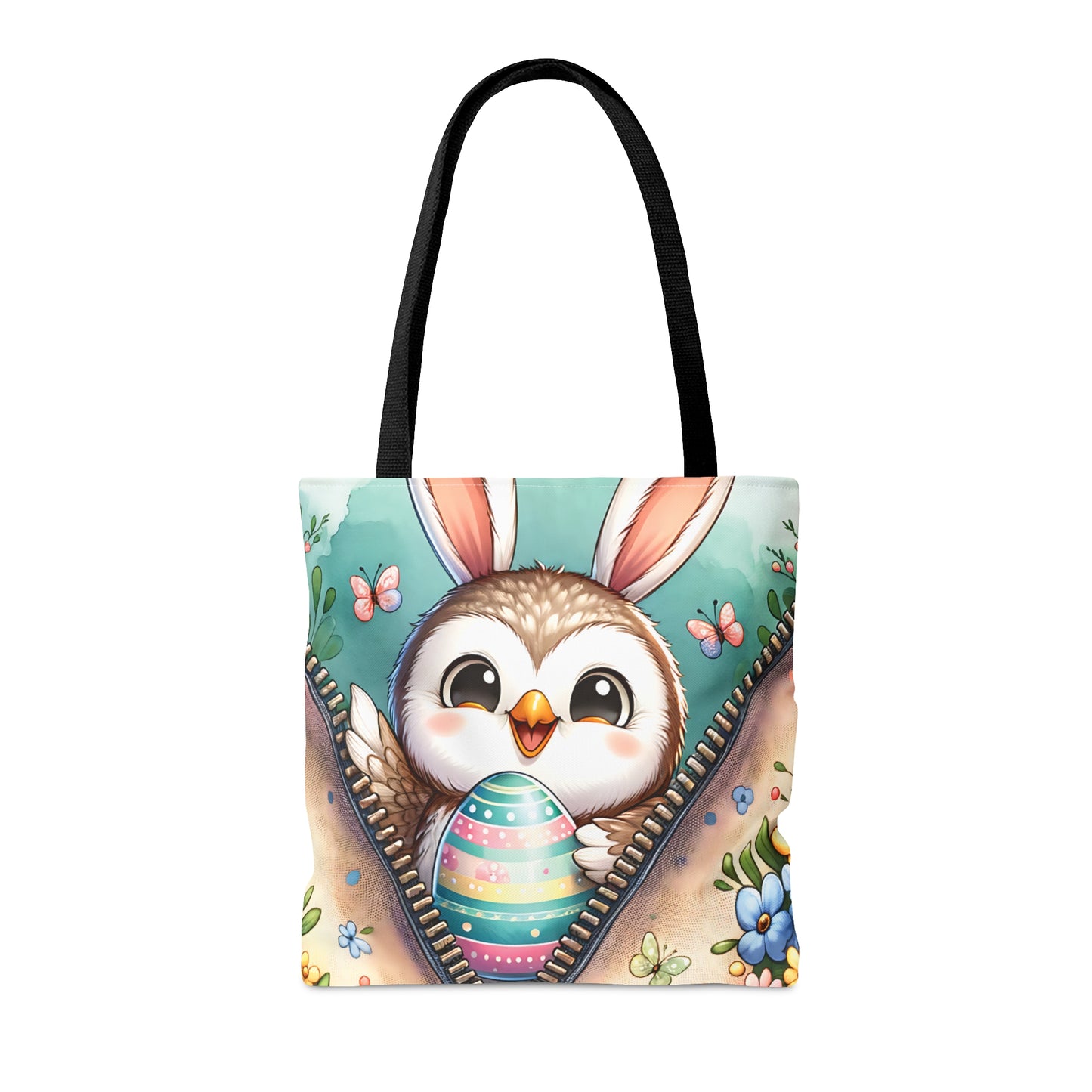 Tote Bag, Easter, Cute Owl with Bunny Ears, Personalised/Non-Personalised Tote bag