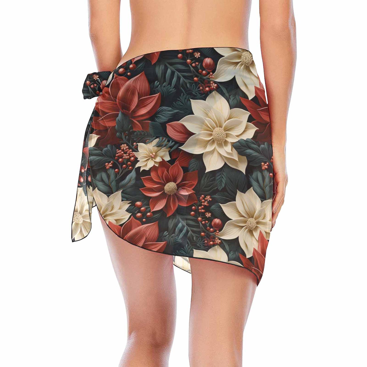 Christmas Poinsettia  Women's Beach Sarong Wrap