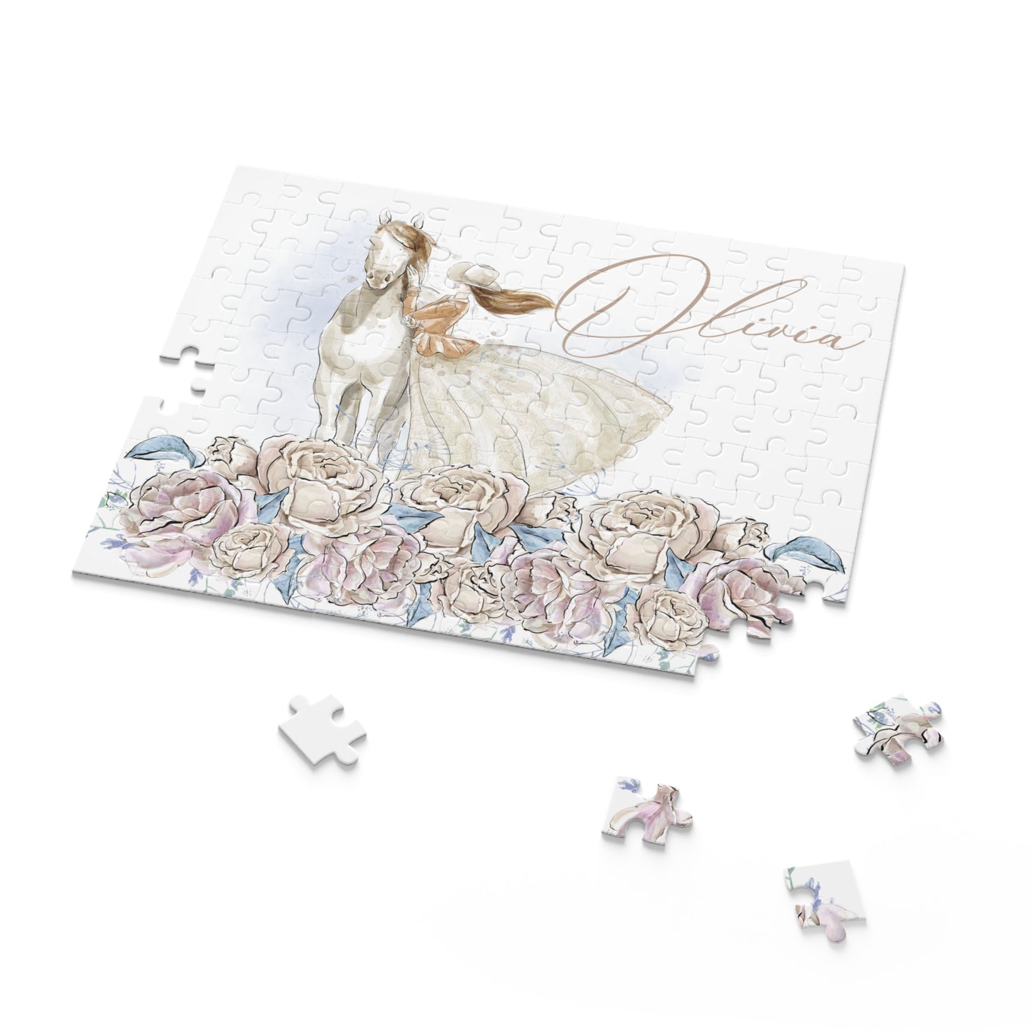 Personalised/Non-Personalised Puzzle, Romance Floral, Horse (120, 252, 500-Piece)